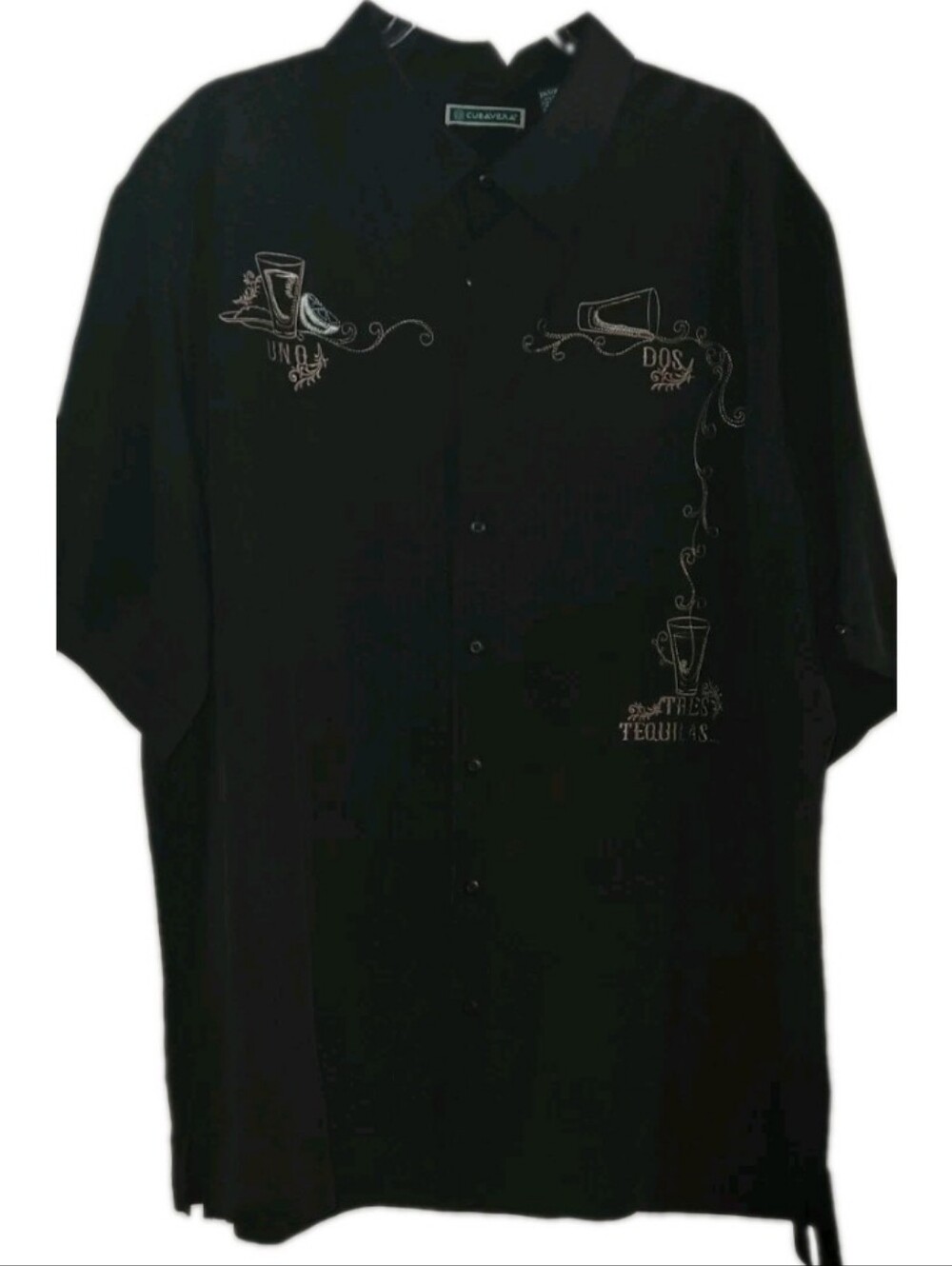 Cubavera Guayabera Embroidered Uno Dos Tres Tequila Button Down Shirt Cabana NWT